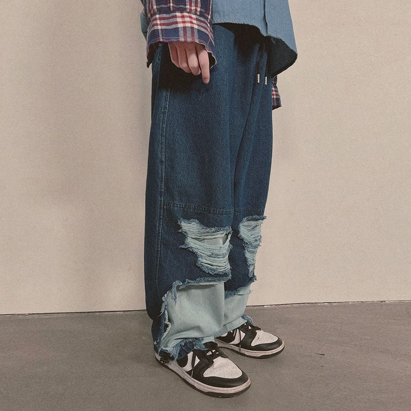 bleach denim pants_blue