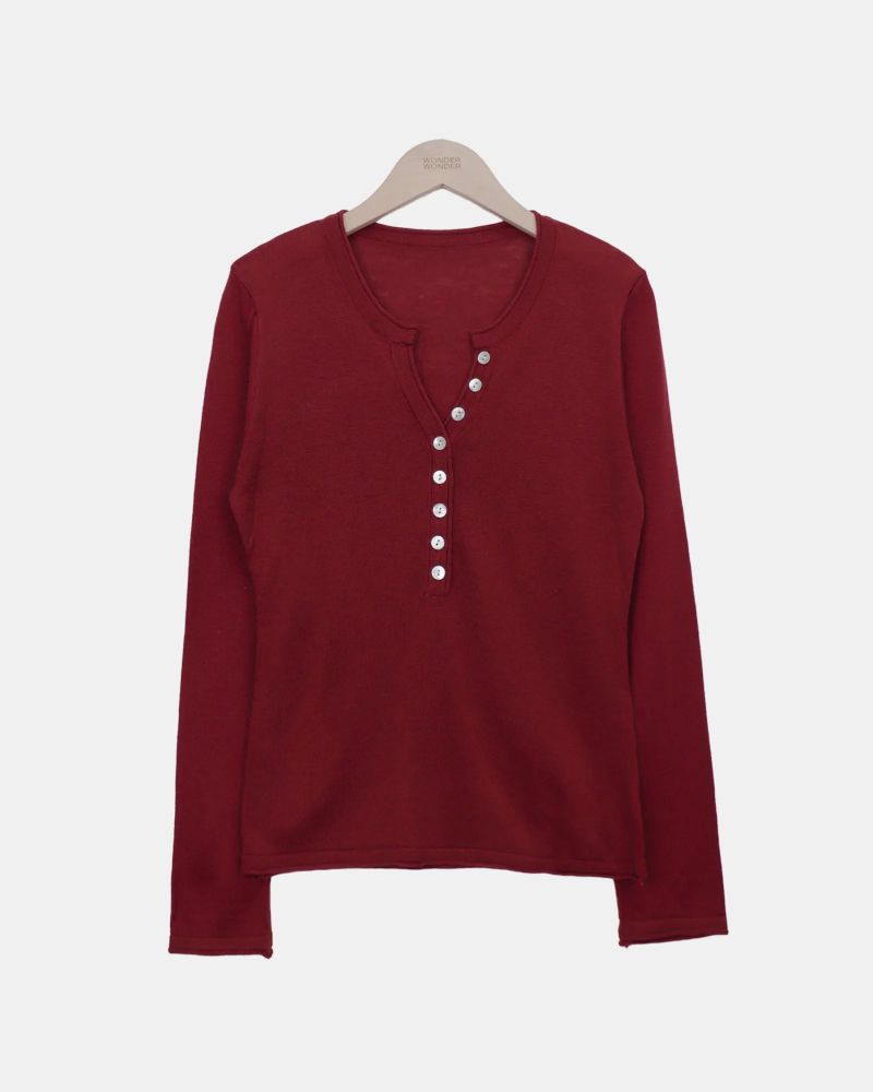 Chea Button V-Neck Long-Sleeve Knit