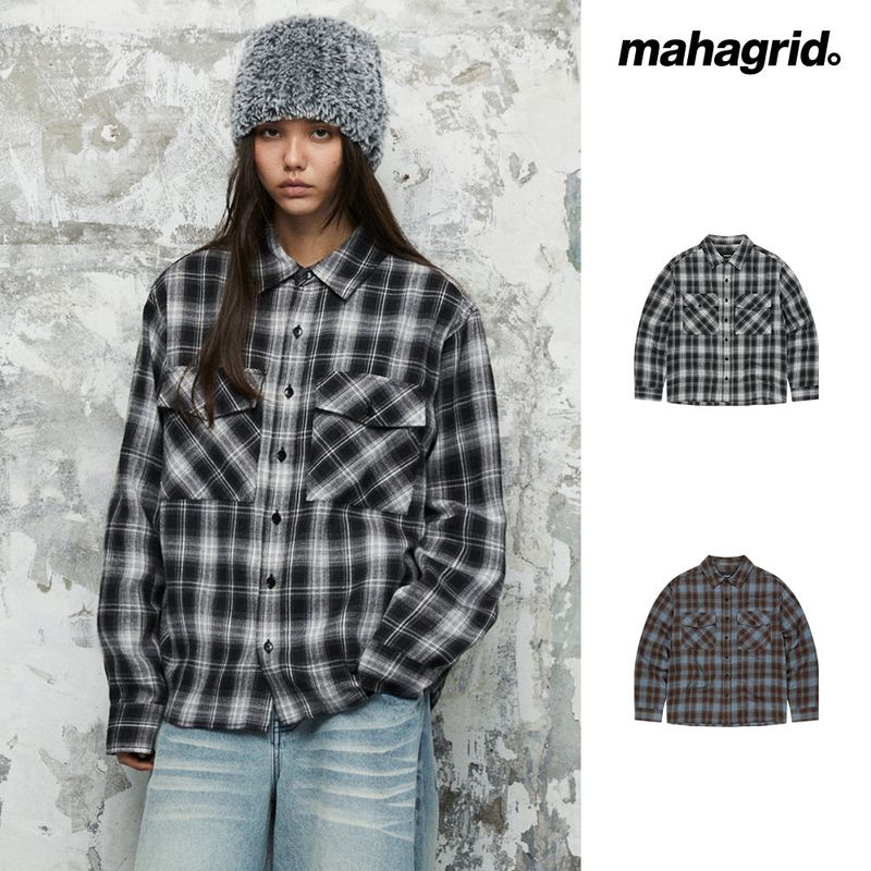 TWO POCKET CROP CHECK SHIRT_BROWN