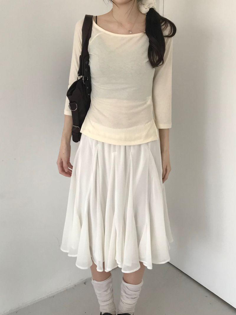 chiffon midi skirt (2color)