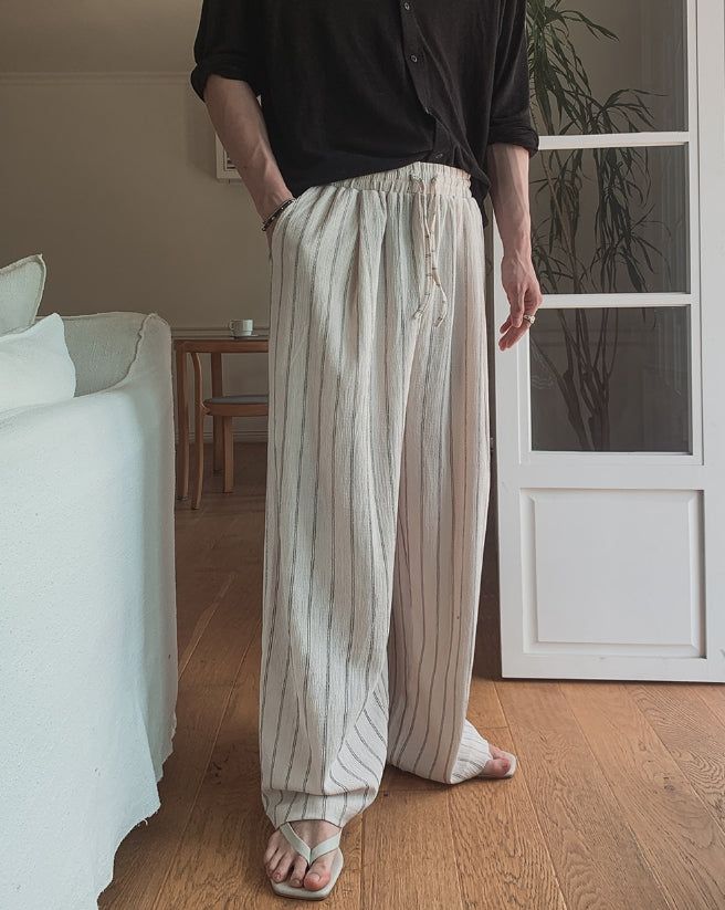 Bonnell Crinkle Stripe Wide Pants