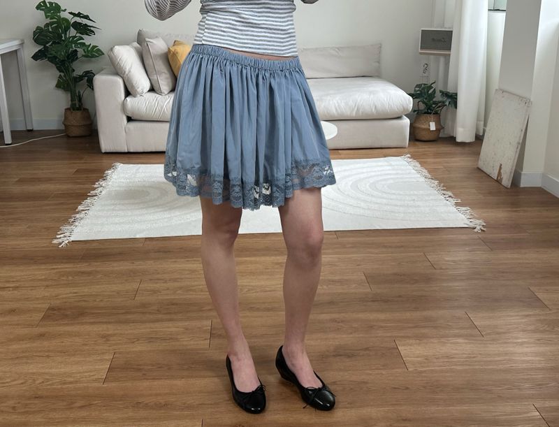 lace satin mini skirt