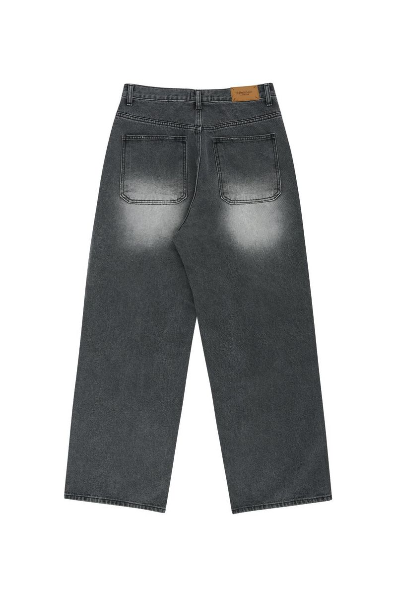 Vintage damaged wide black denim pants