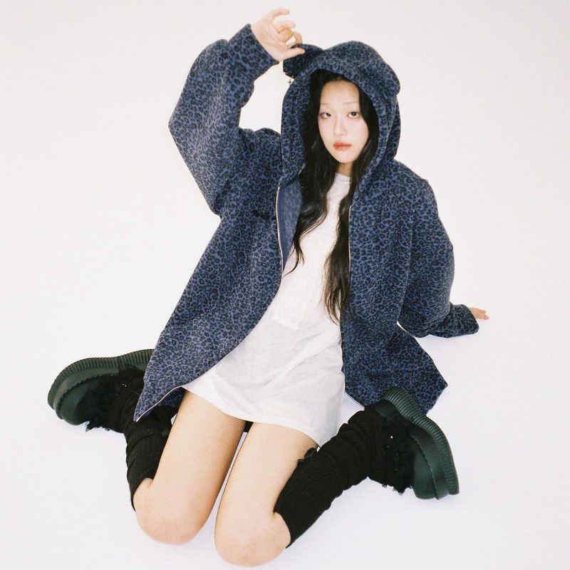 Teddy Leopard Zip-Up Hoodie – Violet