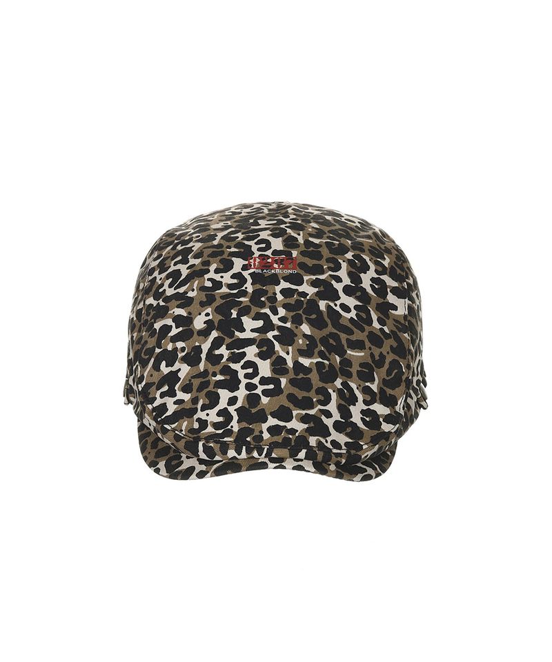 8287 Logo Leopard Newsboy Cap (Brown)