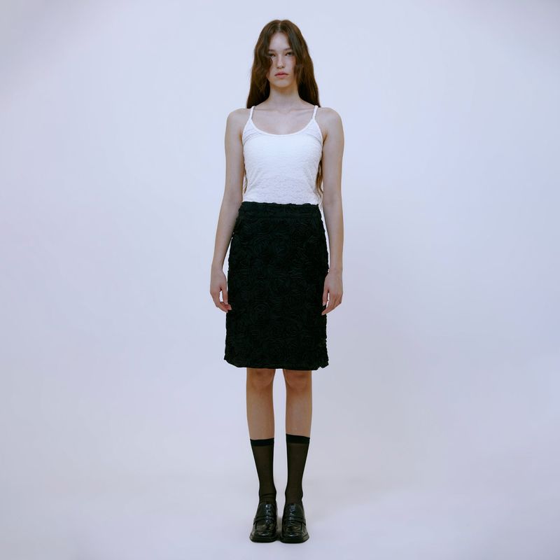 13MONTH(サーティーンマンス)の「Chiffon Flower Midi Skirt (BLACK)(Skirts)」