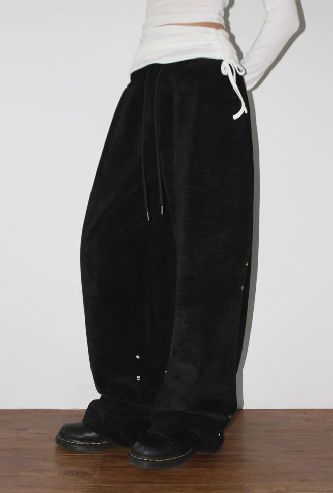 VELVET SNAP WIDE PANTS