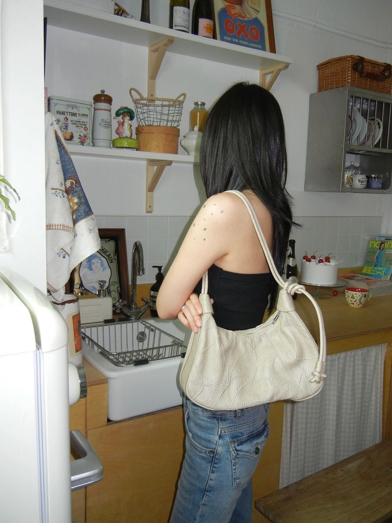 Curved Stitch Shirring Hobo Bag