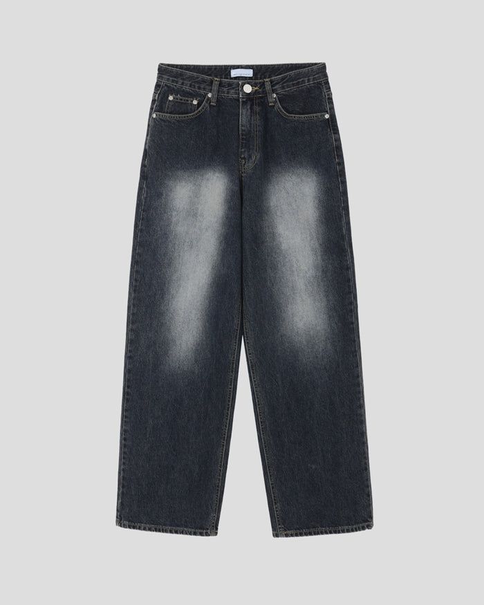 (UNISEX) Deep Blue Washing Wide Denim