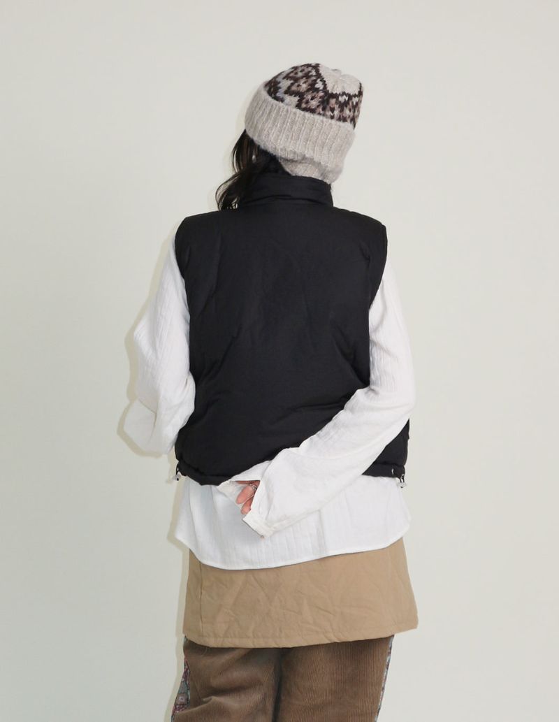 Teddy Ribbon Knot High Neck Cropped Padded Vest (6 ounces)