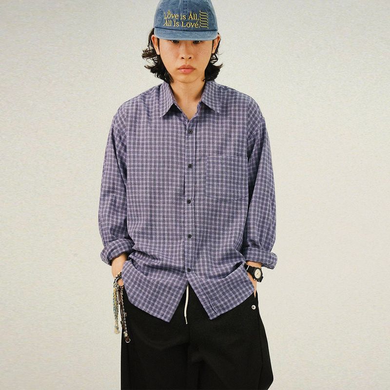 SEMIKAJI（セミカジ）の「LE Check Overfit Long Shirts（Tops）」