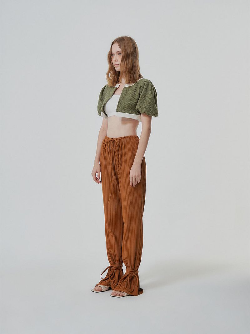 PLEATS ANKLE STRAP PANTS (2 COLOR)