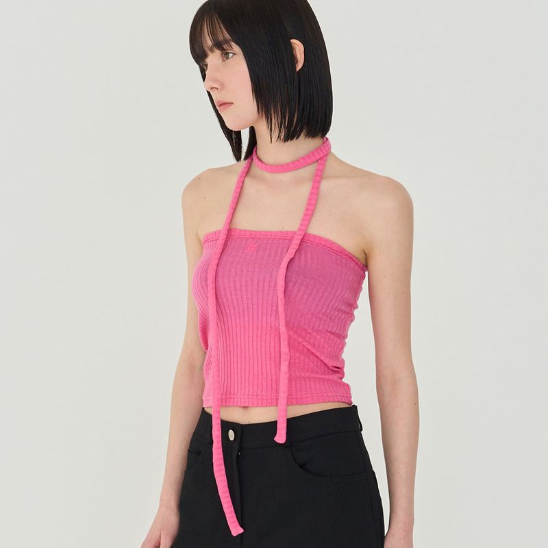 LOGO STRIPE STRAP TUBE TOP (PINK)