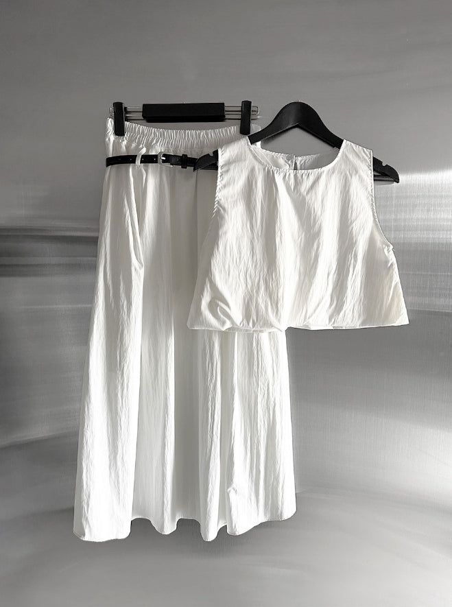 Cloud Nylon Belted Skirt