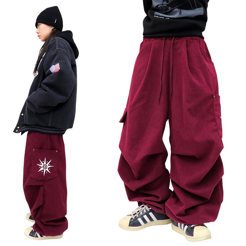 Wide-Leg Corduroy Rivet Pants