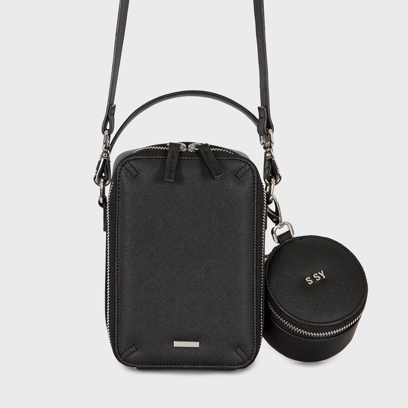 saffiano square circle room bag