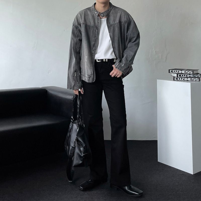 Gray Damage Black Jeans Jacket (D784205639992)