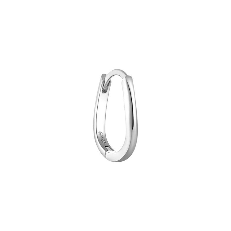 Silver 925 Wave Oval Hoop Earring