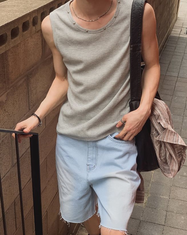 Node Stud Ribbed Sleeveless