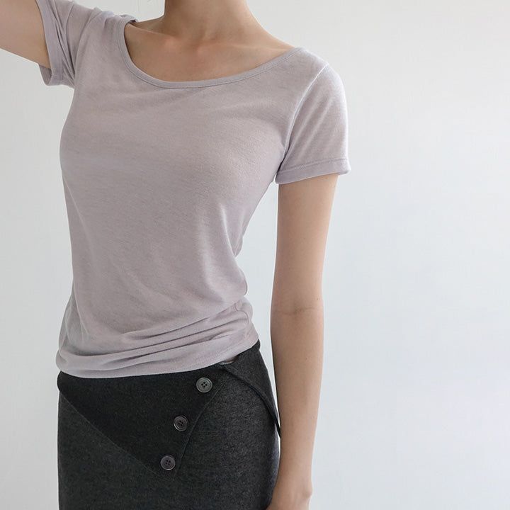 [Atimo] Basic U-Neck Short Sleeve T-Shirt -5 colors