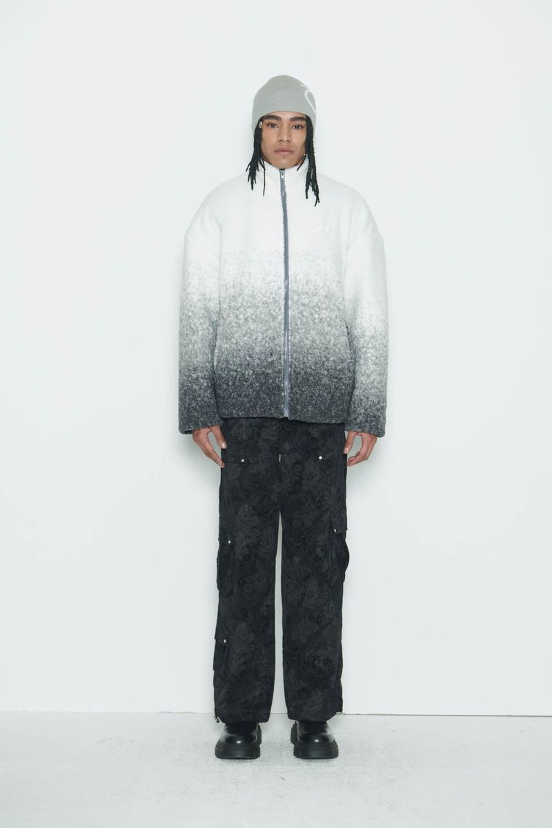 Grey Gradation Sherpa Fur Jacket