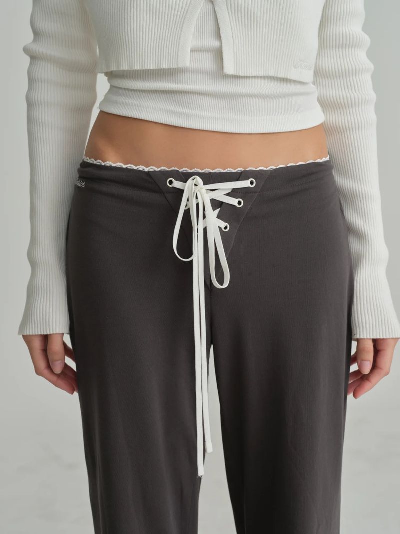 Ivy lace-up pants, Charcoal
