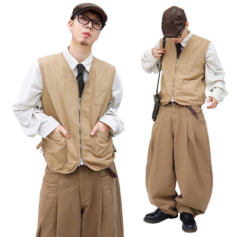 Vintage Oxford Zip-Up Vest