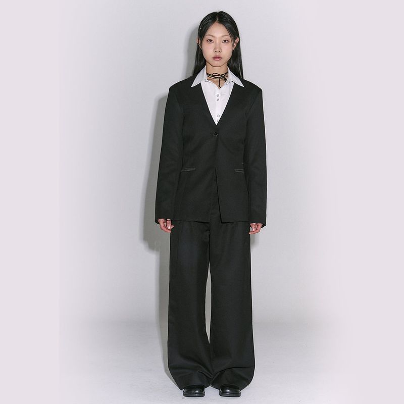 Wide-leg hook Trouser Black