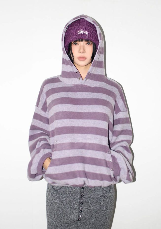 AAKE（アケ）の「EYELET STRIPE FLEECE HOODIE（Tops）」