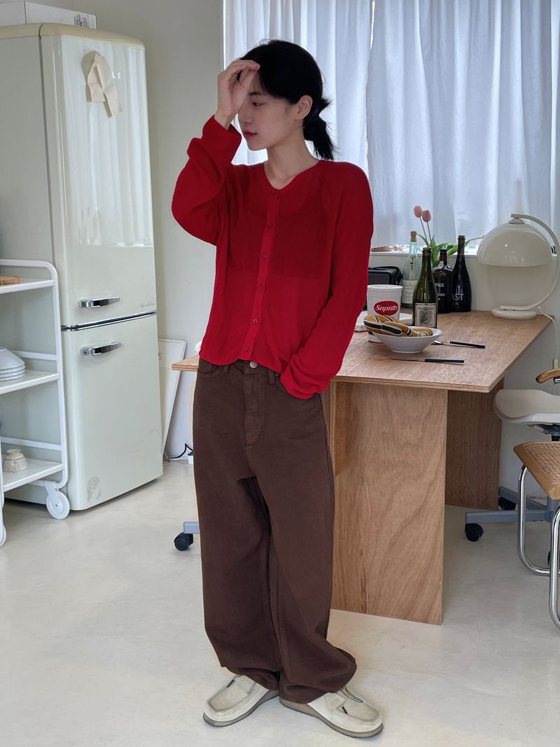 Twill wide cotton pants
