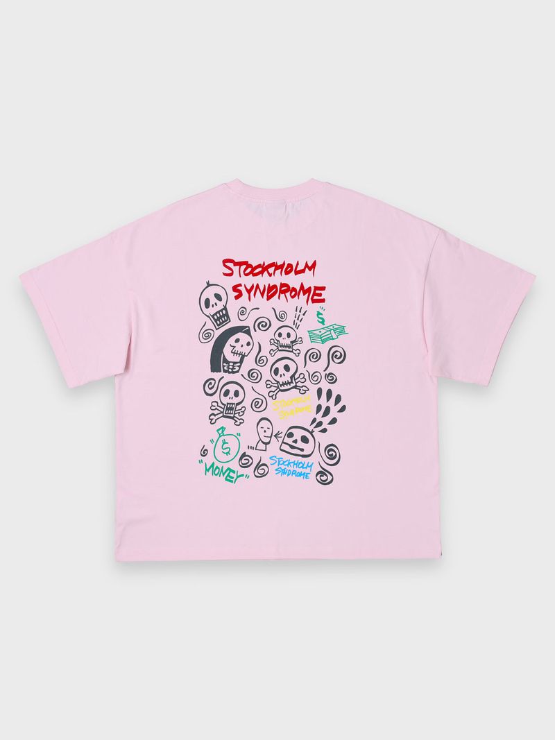 stockholm syndrome（ストックホルムシンドローム）の「ドゥードゥルスカルTシャツ - ピンク（トップス）」
