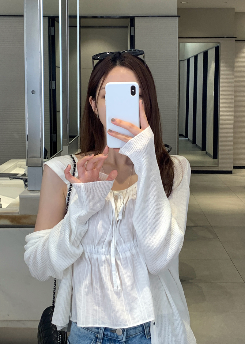Heather Ribbon Sleeveless Blouse / 2 colors