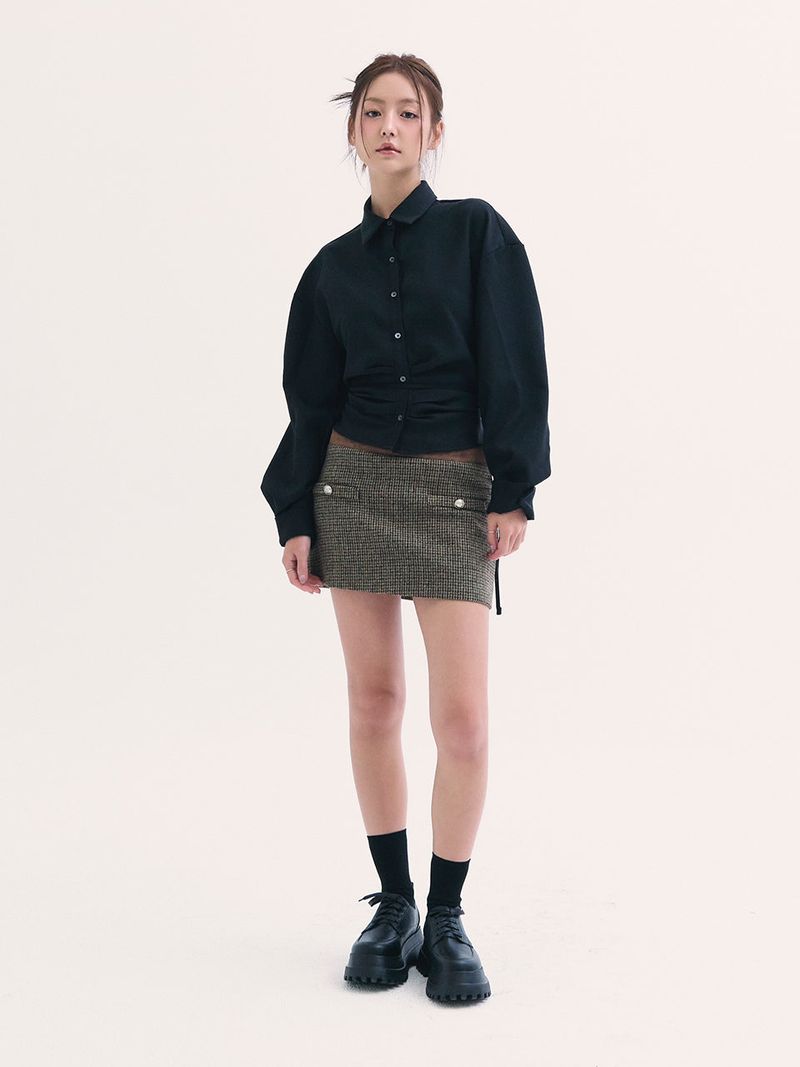 Leona shirring shirts BLACK
