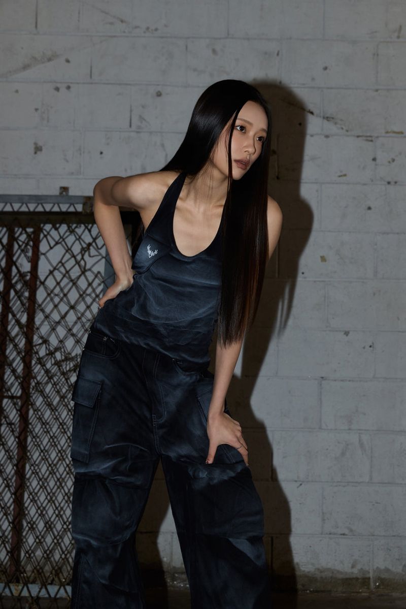 Dirty Washed Layered Halter Neck - Black