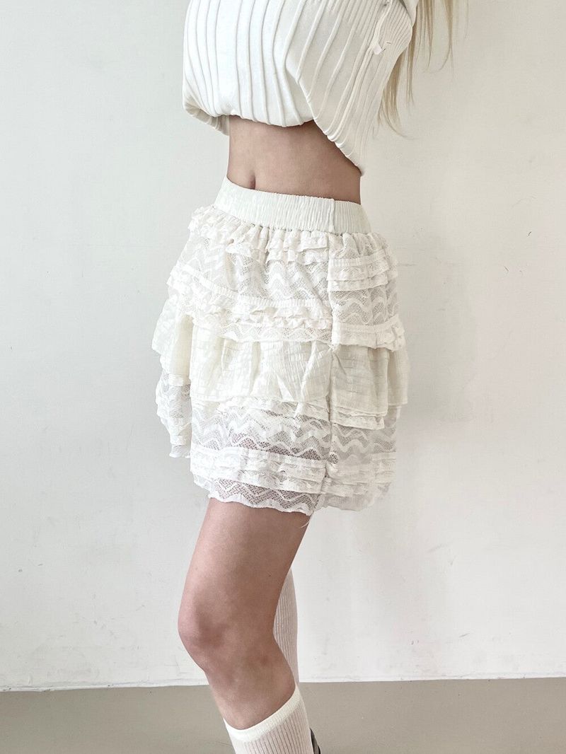 1444. Frill lace cancan mini sk