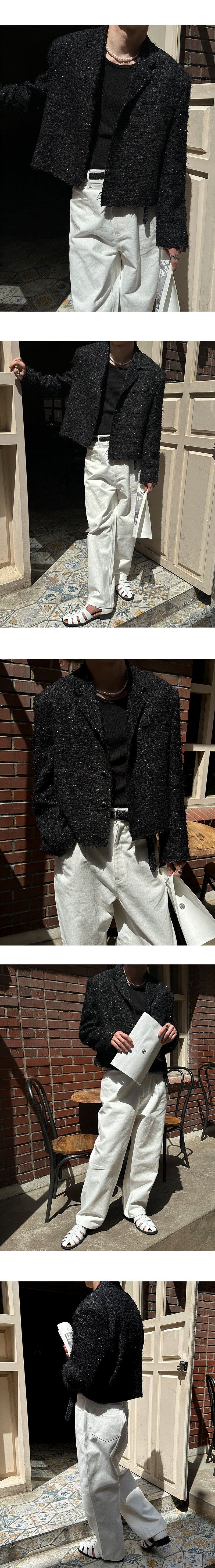 [PREMIUM] Crush glitter tweed jacket(2color)