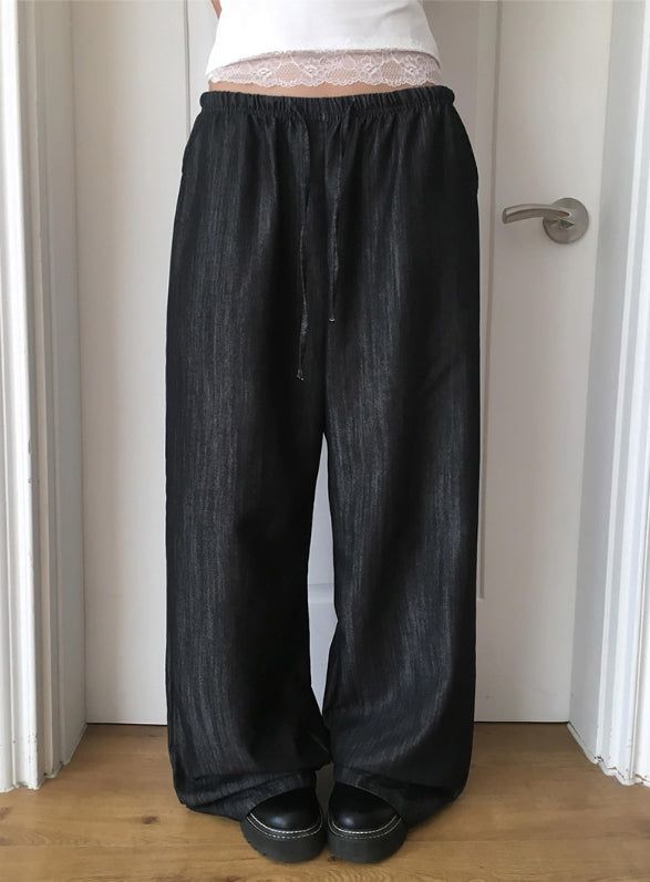 Appe Nonfade Banding Raw Wide Denim Pants