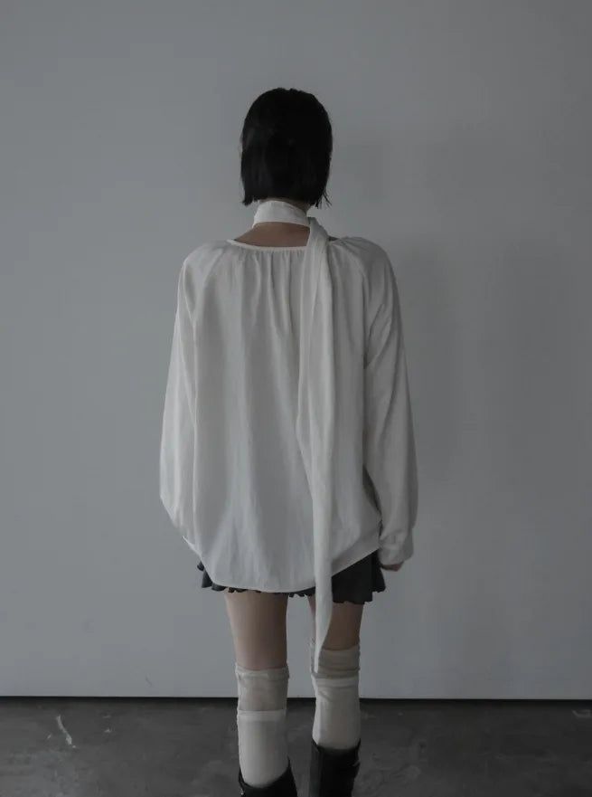 Mue Shirring Scarf Blouse