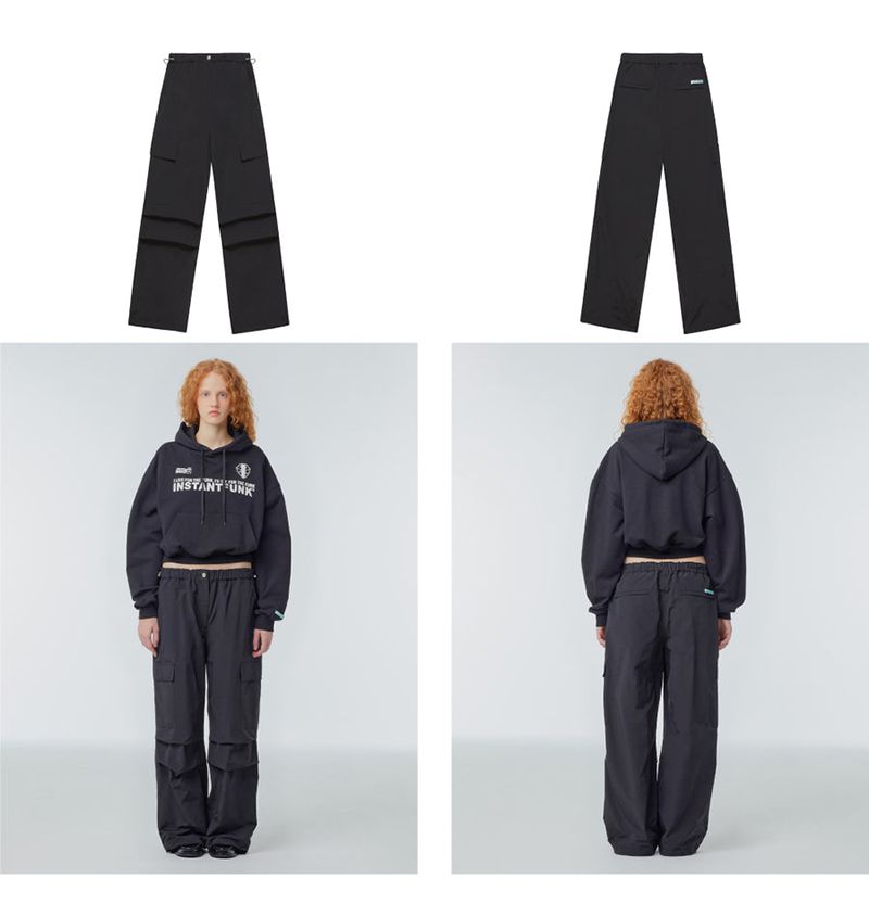 Parachute wide-leg cargo trousers