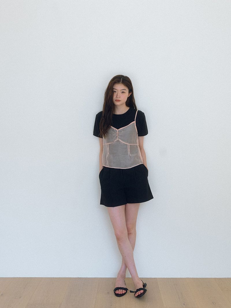 Shirring Bustier Top - Pink