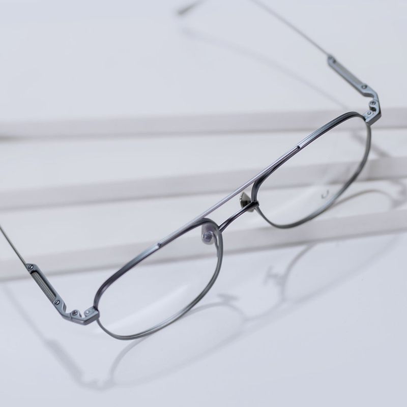 Knouun Square titanium glasses CODE. 102. G Black N Gray