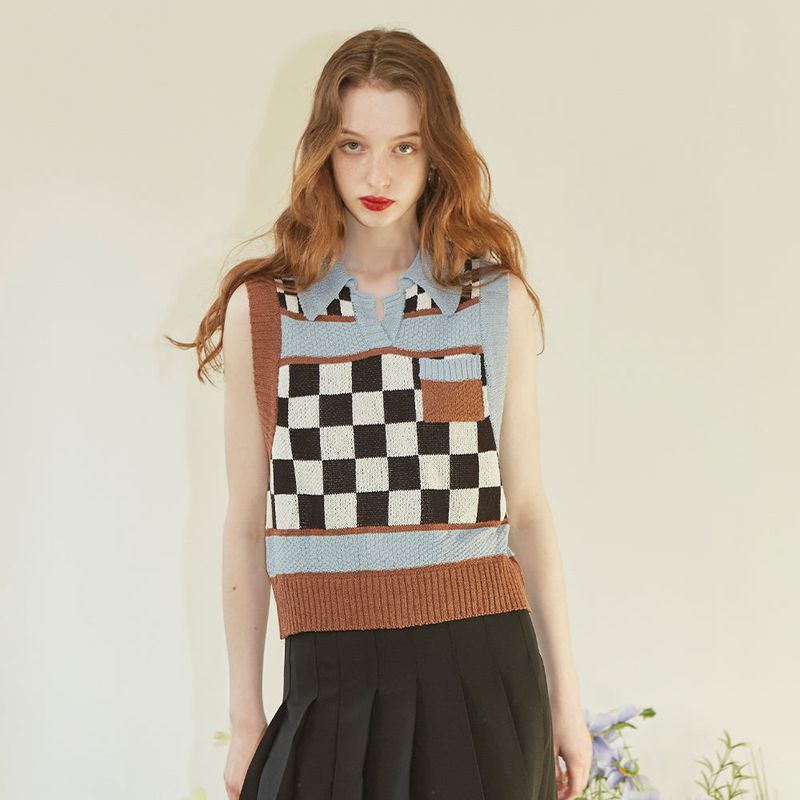 VITALSIGN（バイタルサイン）の「Gingham Knit Vest（Tops）」