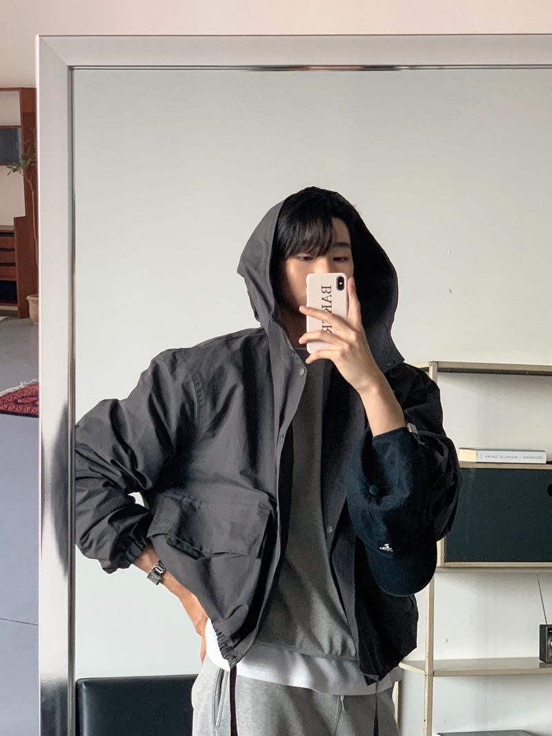 LMN Rectangle Short Hooded Bomber Jacket (3 colors)
