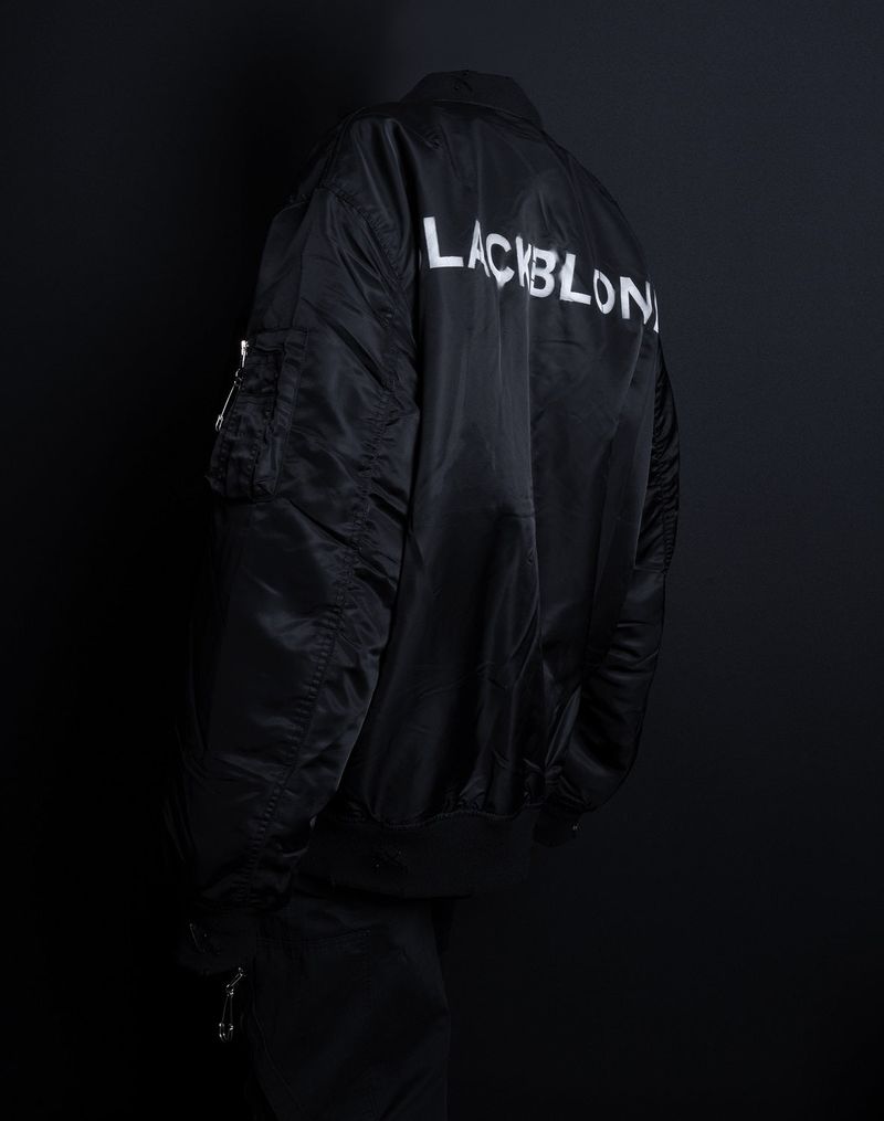 BBD Ripped Custom Sprayed logo MA-1 Bomber Jacket (Black)