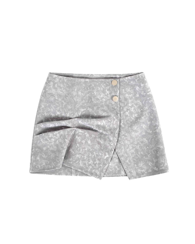 DOZI - Suede Mini Wrap Skirt _ Light Grey
