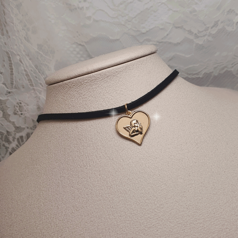 aimelbie（アイメルビー）の「 Baby Angel Heart Choker Necklace - Gold ver. (Kep1er Xiaoting, Dreamcatcher Dami Necklace)（Accessories）」