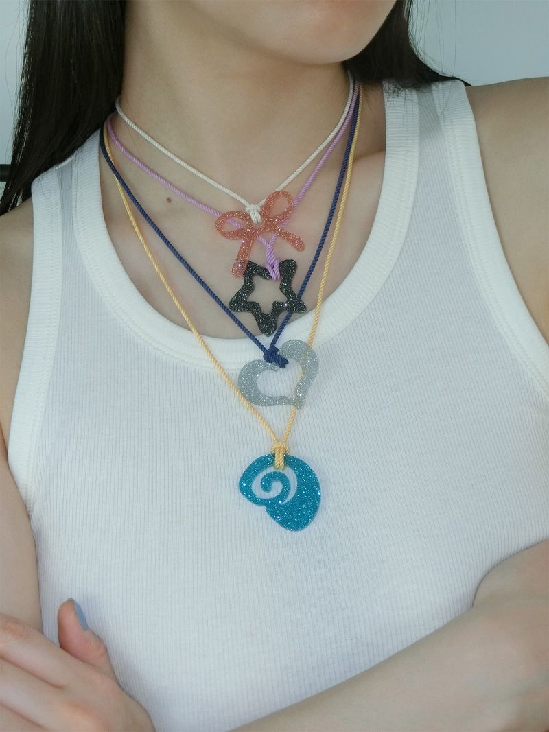 Glitter Necklace-silver/heart