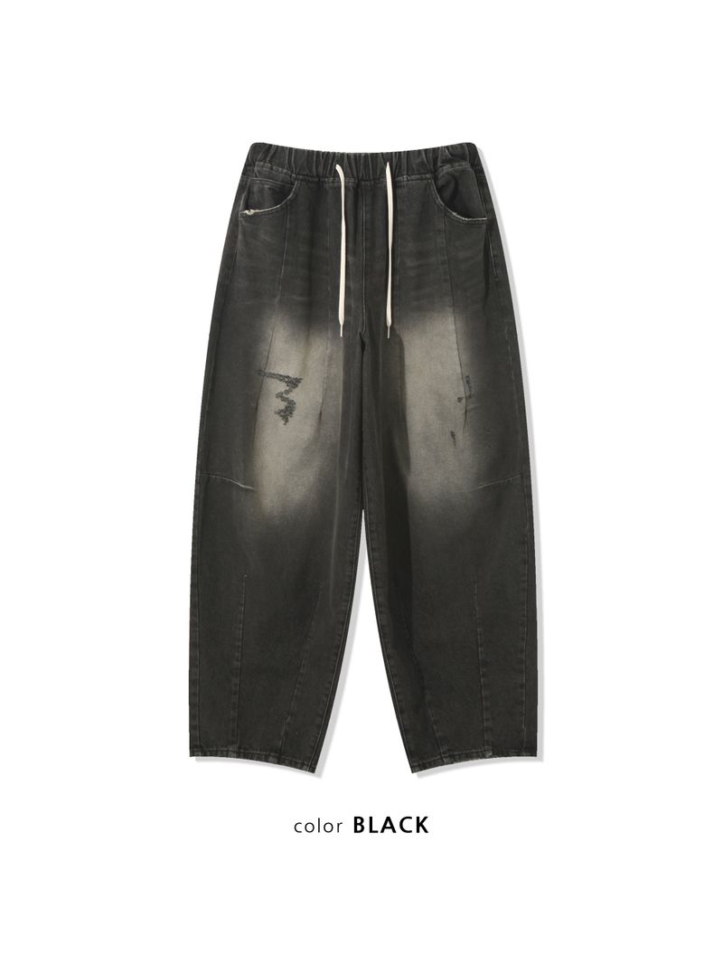 Aegis Damage Black Denim Balloon Pants