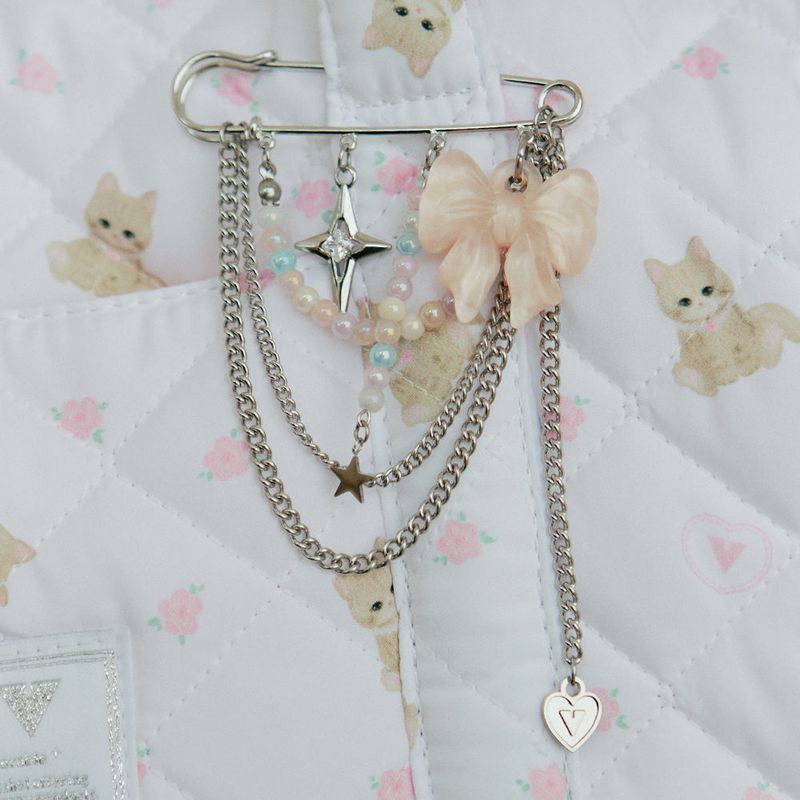 Princess Ribbon Safety Pin Keyring
