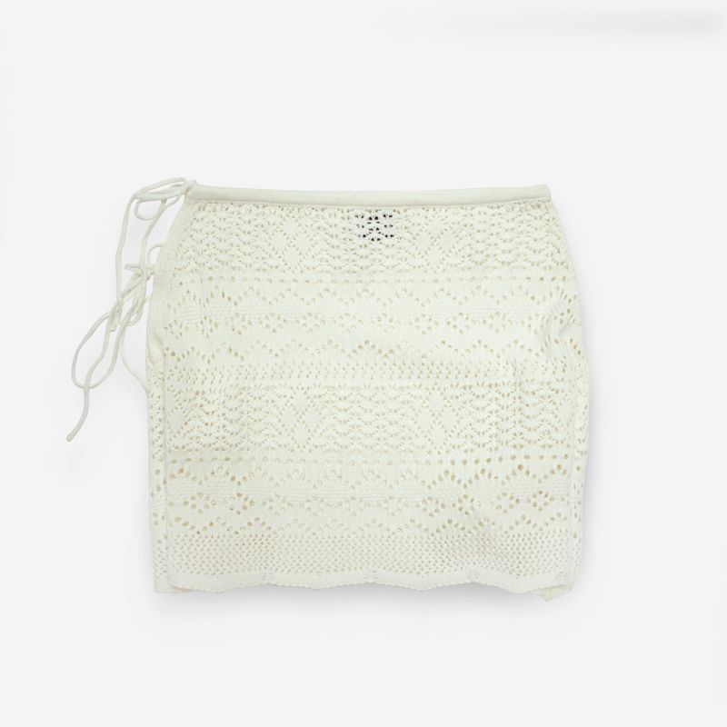 Tiki Knitted Wrap Skirt White